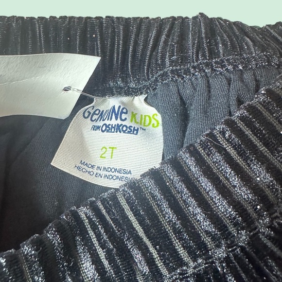 NWT Genuine Kids By OshKosh Black Velvet Glitter Tank Top Pants Set Sz 2T - Picture 10 of 11